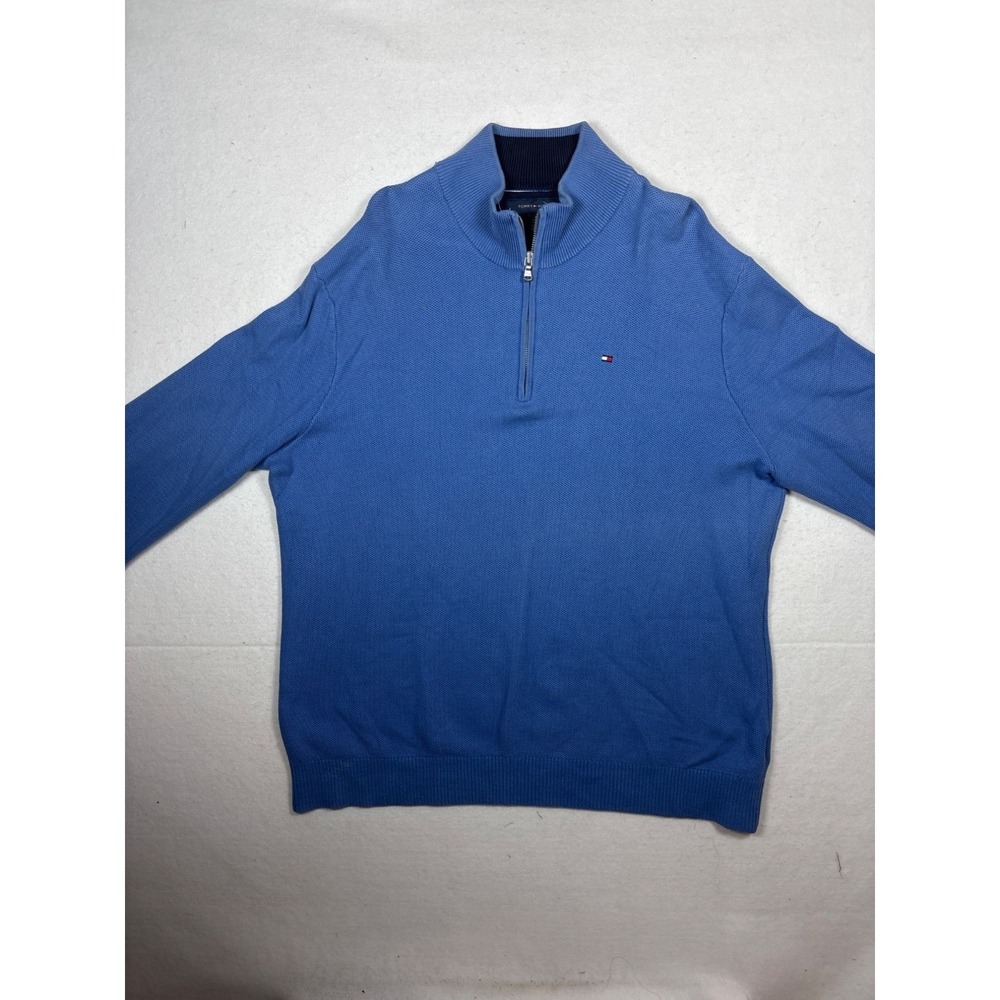 Tommy Hilfiger Mens Blue 1/4 Zip Sweater Long Sleeve Pullover Knit XL